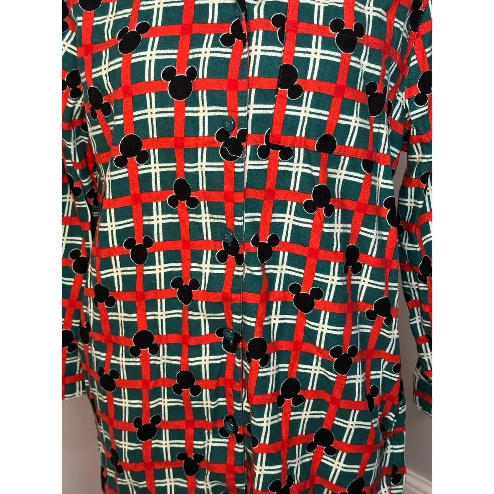EUC Hanna Andersson Disney Mickey Mouse Holiday Flannel  Nightshirt Dress Sz S